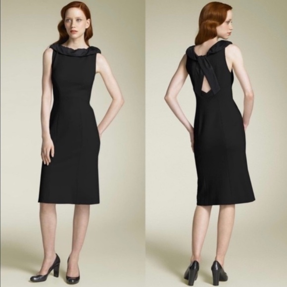 DIANE VON FURSTENBERG  Wool Blend Black Dress 100% Silk Trim Side Zipper US Sz 2 - Picture 1 of 10